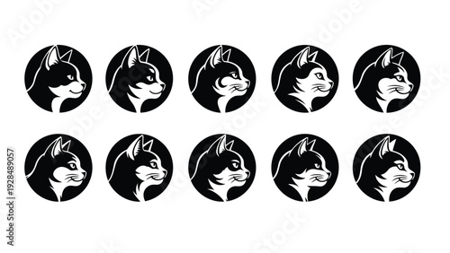 Collection of diverse historical and cultural profile portraits in circular frames. Vector