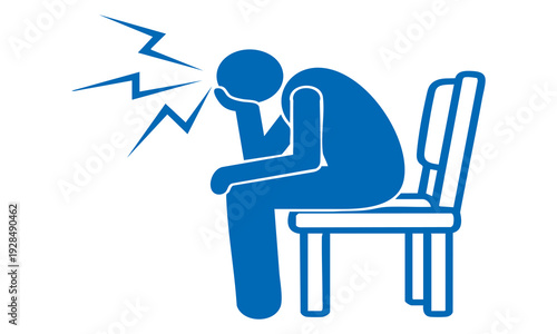 Illustration of a person experiencing back pain while sitting on a chair