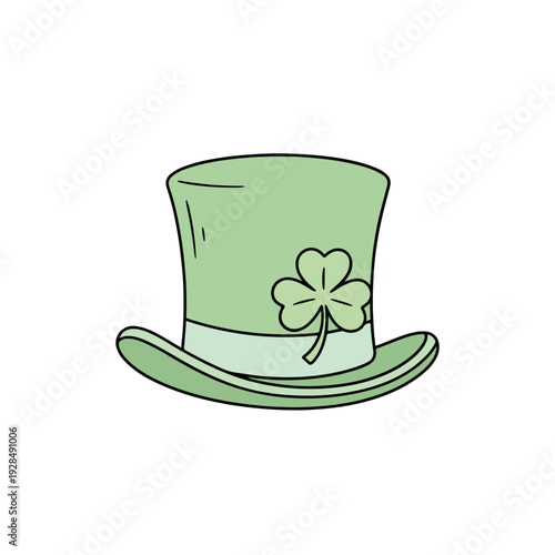 Green top hat with clover for St. Patrick's Day celebration  