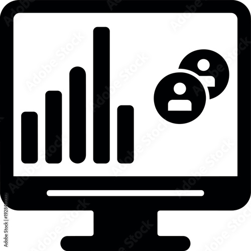 User analytics report on desktop monitor icon