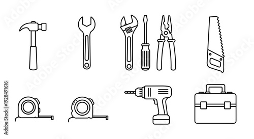 Collection of Various Hand Tools Illustrated.