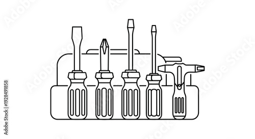 Set of Screwdrivers in Holder.