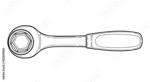 Ratchet Wrench Tool Isolated on White.