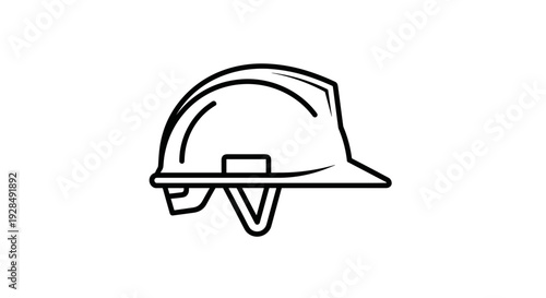 Simple Line Drawing of Hard Hat.