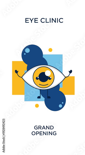 A Cheerful Eye Clinic Advertisement Announcing Its Grand Opening With Whimsical Design