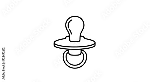 Minimal pacifier line art vector, monoline outline style, black and white icon, editable stroke, isolated on white background, logo ready design