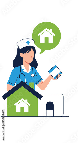 A Dedicated Healthcare Professional Providing Compassionate Home Care Services, Illustrated