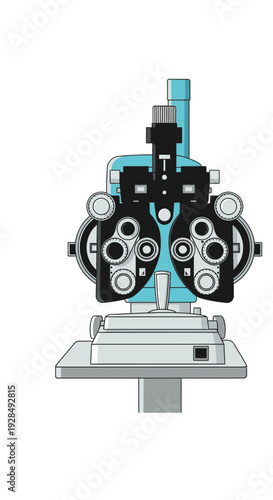 A Detailed Artistic Illustration of an Opthalmic Phoropter Instrument with Precise Design