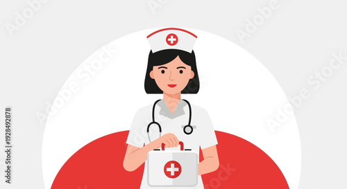 A Dedicated Nurse Holds Medical Kit Ready to Provide Health Care and Assistance