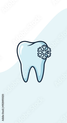 A Gentle Illustration Of A Tooth With A Snowflake Symbolizing Oral Health and Wintertime