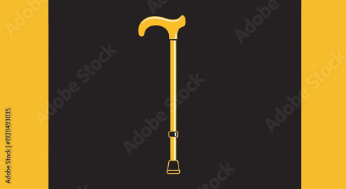 A Gold Walking Aid Against A Black Background with Yellow Side Bars Design