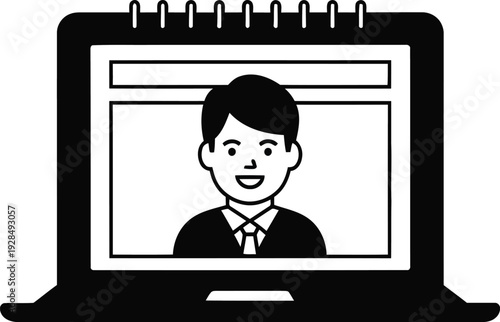 Man appears on laptop screen in a video call with a friendly smile