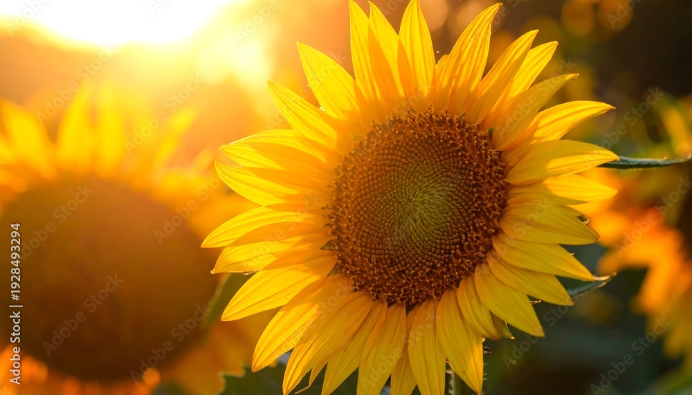 Obraz premium Radiant Sunflower Field Bathed in Golden Sunlight.