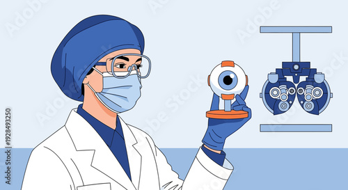 A Medical Professional Performing Eye Examination Using Modern Medical Technology