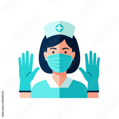 A Medical Professional Displays Ready Hands Wearing Protective Gear For Health Safety Protocols
