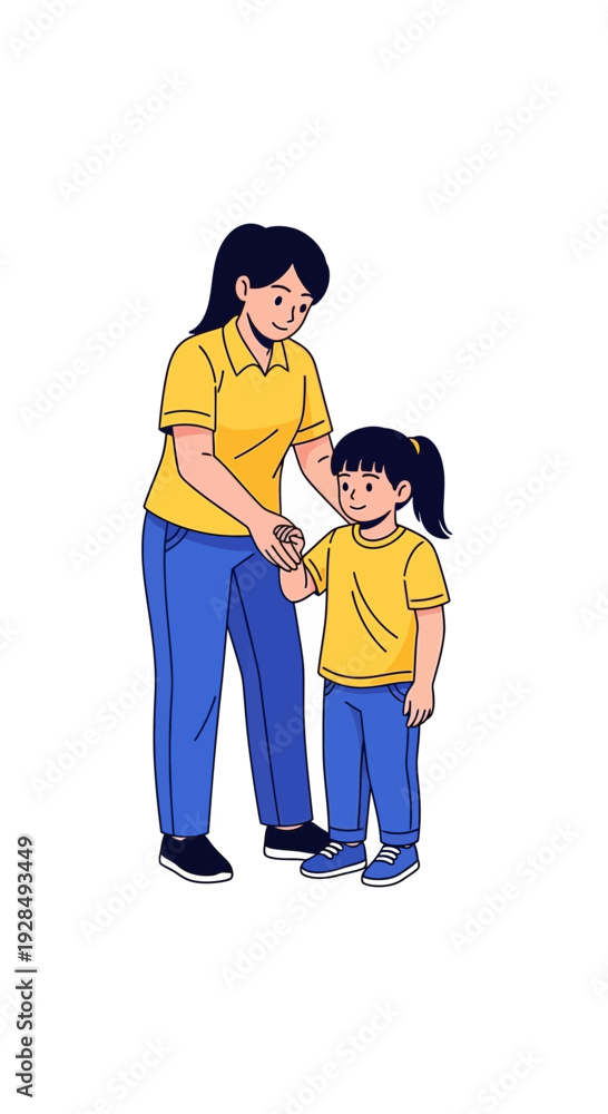Fototapeta premium A Mother And Daughter's Tender Moment: Illustrative Depiction Of Connection And Nurturing