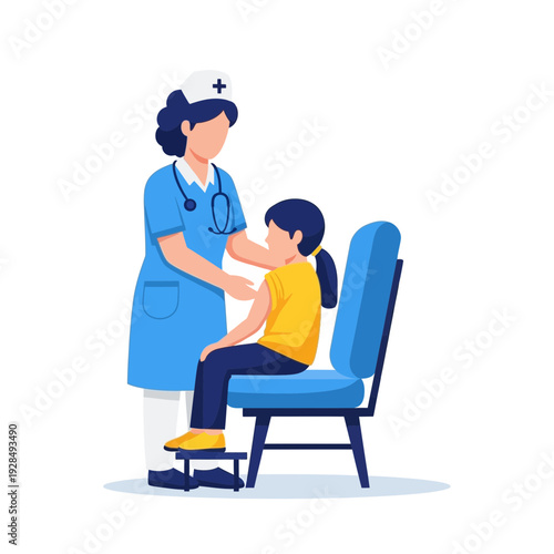 A Nurse Administers a Vaccine Injection to a Child in a Medical Setting for Immunization
