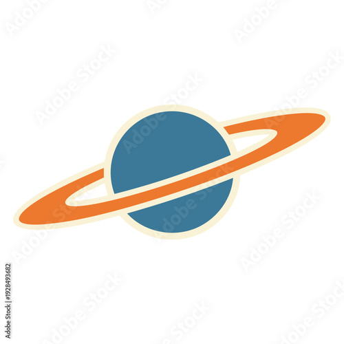 Minimalist Saturn Planet Vector Illustration Flat Design