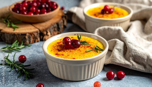 Cranberry Cr?me br?l?e - A delightful dessert with a tangy twist.