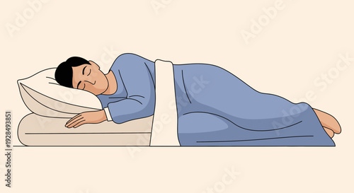 A Peaceful Dreamer Sleeping Soundly on Comfortable Bedding, In Evening