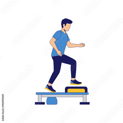 A Person Engaging in Aerobic Exercise on a Step, Focused on Physical Fitness and Health