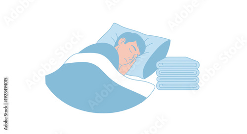 A Person Sleeping Peacefully Under a Blanket in a Comfortable Bed with Pillows