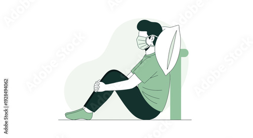 A Person With A Face Mask Sits Contemplatively, Depicting Isolation And Well-being