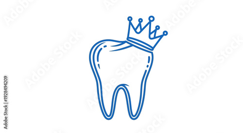 A Royal Tooth Depicts Dental Health, Whitening, and Orthodontic Care in Blue
