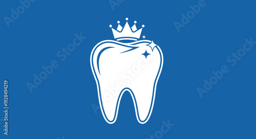 A Royal Tooth Emblem on a Vivid Blue Backdrop with Sparkling Elements