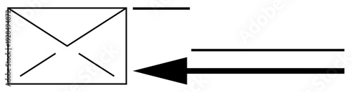 Mail concept. Envelope and arrows convey mail transfer processes and digital communication. Mail delivery is visually ed for messaging, logistics, email icons, and apps