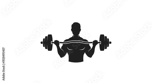 Silhouette of a Man Lifting Barbell for Strength Training
