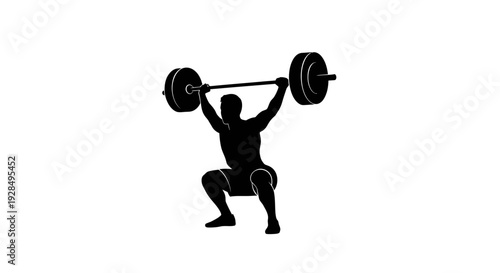 Silhouette of Man Performing Overhead Barbell Squat