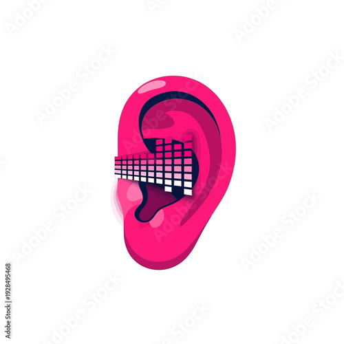 Abstract Digital Sound Visualization Concept Inside Human Ear Illustration Design