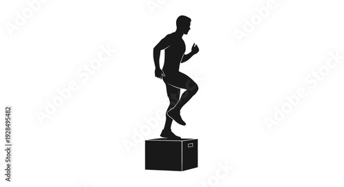Silhouette of a Person Jumping on a Box for Fitness Exercise