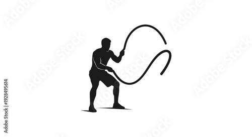 Silhouette of a person fishing with a fishing rod against white background