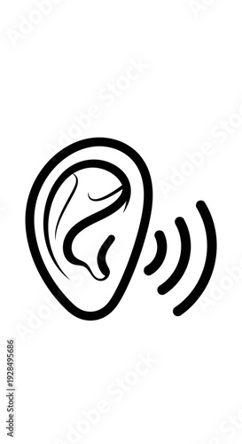 Abstract Ear Illustration Depicting Sound Waves Symbolizing Listening and Hearing Concepts