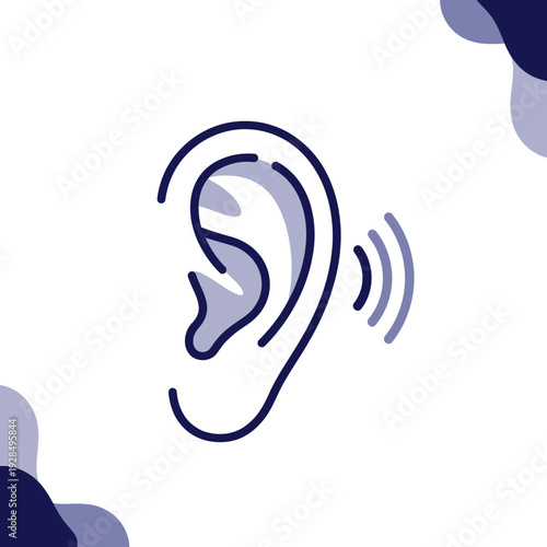 Abstract Ear Illustration With Sound Waves: Modern Design for Auditory Concepts and Hearing Health