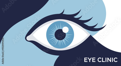 Abstract Eye Clinic Illustration Featuring A Close-Up Perspective of A Blue Eye