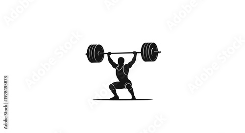 Male weightlifter Performing Overhead Lift with Barbell