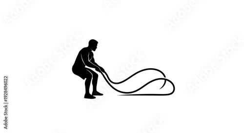 Silhouette of a man pulling tangled wires, abstract human figure