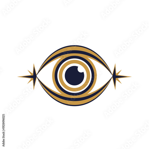 Abstract Eye Icon Design, Illuminated Visionary Representation of Observation and Insight
