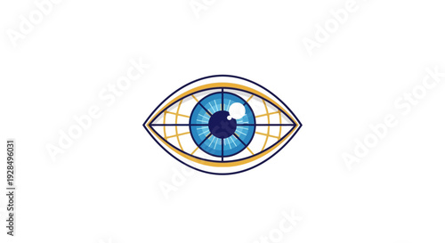 Abstract Eye Icon Illustrating Global Vision, Perception, and Technological Oversight Design