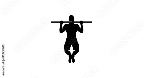 Silhouette of Man Performing Pull-Up Exercise on Bar