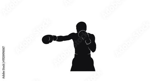 Silhouette of a Boxer Preparing for a Match with Gloves and Training Gear