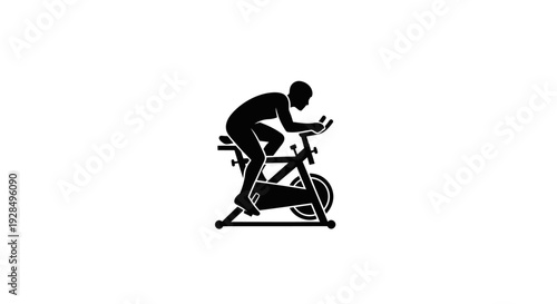 Silhouetted Person Cycling on Stationary Bike for Fitness