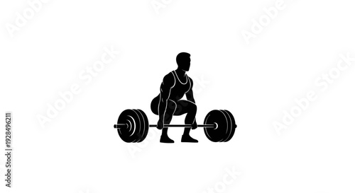 Silhouette of Person Lifting Barbell in Gym for Fitness Training
