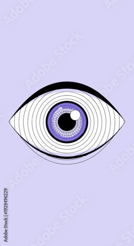 Abstract Eye Illustration With Spiraling Design and Pale Purple Background Artwork