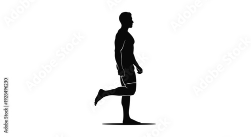 Silhouette of a man jogging in motion on a white background