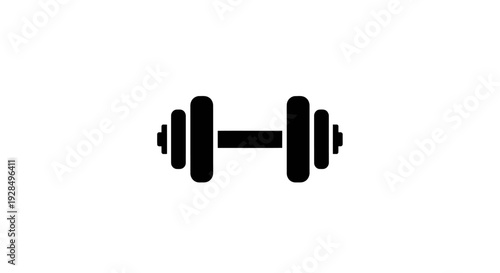 Simple Black Dumbbell Icon for Fitness and Workout