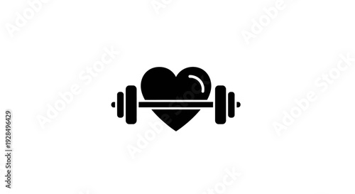 Fitness Heart with Barbell Icon for Wellness and Strength